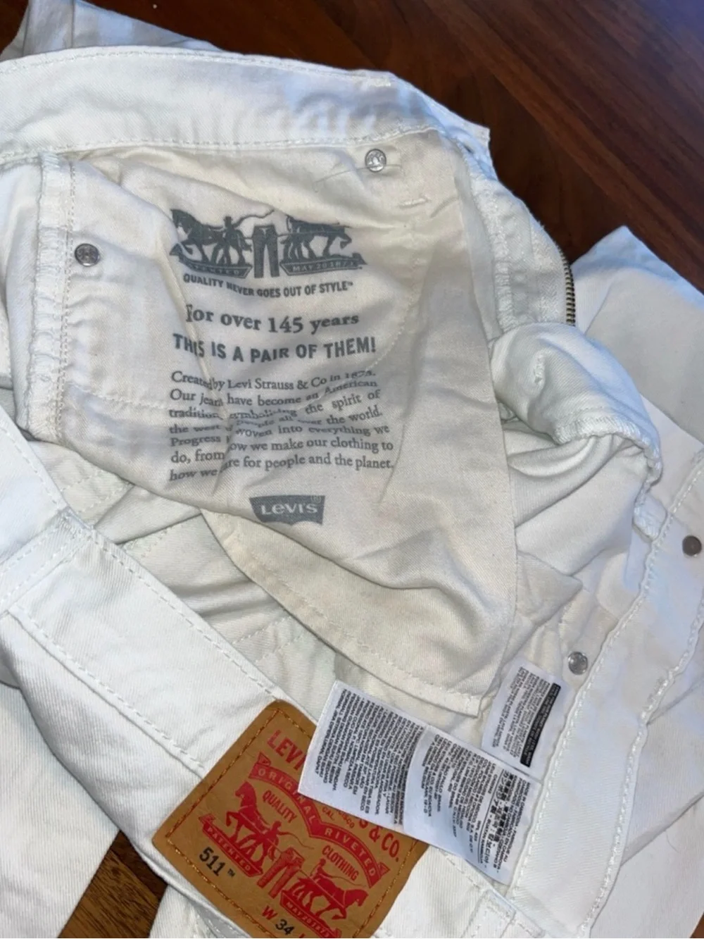 Levi's 511 White Slim Fit Men's Jeans in 34x34
